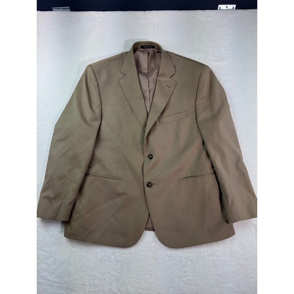 Paul Fredrick Mens 46S Tan Wool Blazer Classic Fit 2 Button Sport Coat Khaki